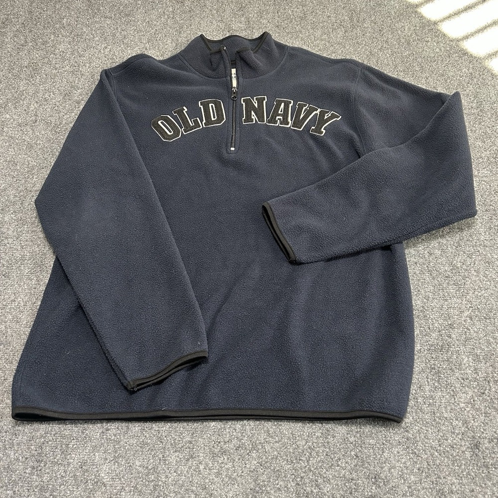 Old Navy Men's L  Fleece Quarter Zip Pullover‎ Navy Blue Embroidered Logo